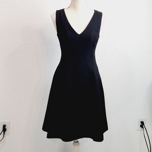 Banana Republic V Neck Black Fit And Flare Dress LBD - Size: 0